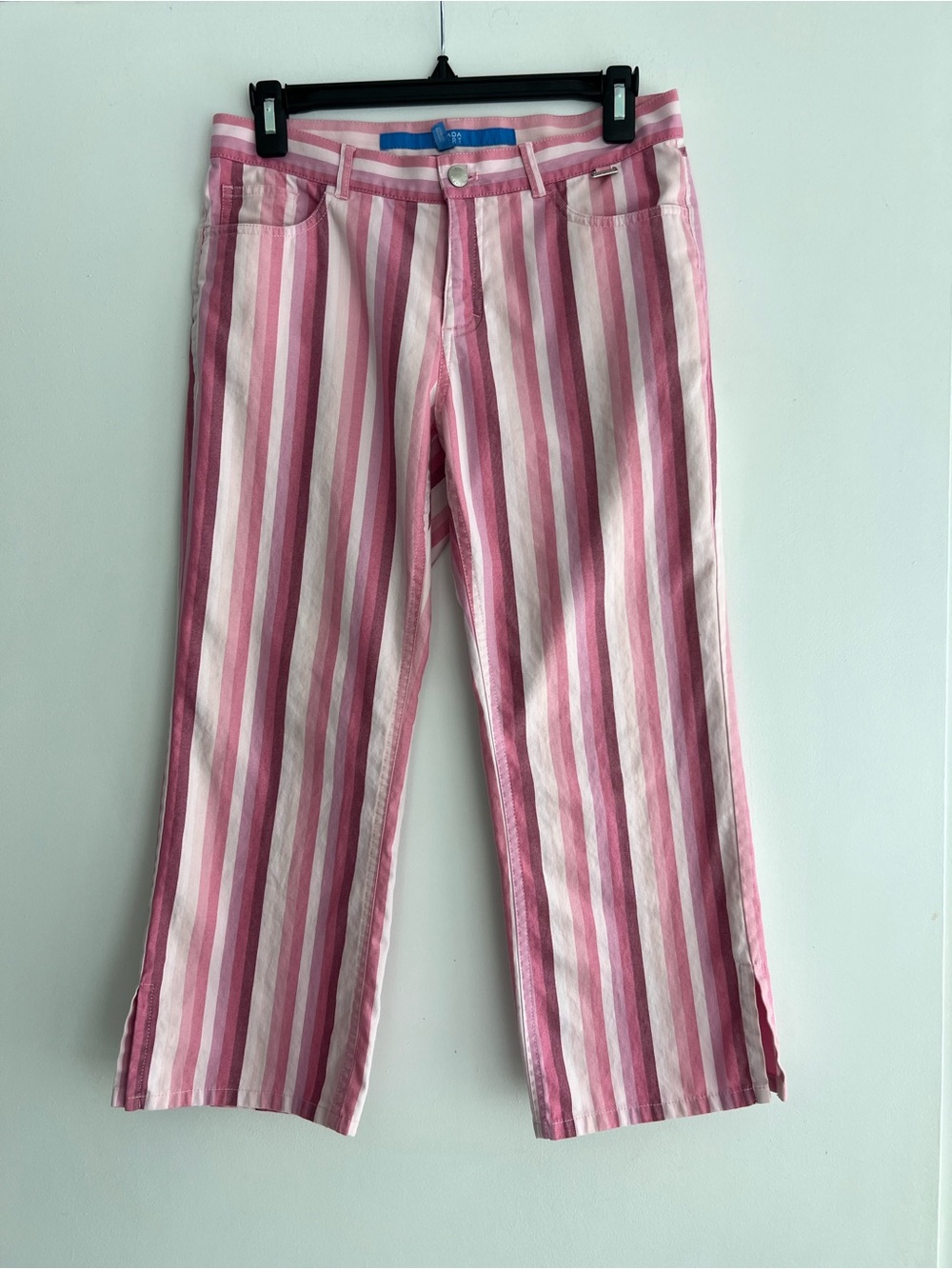 Escada Sport Striped Pink & White Ankle Pants